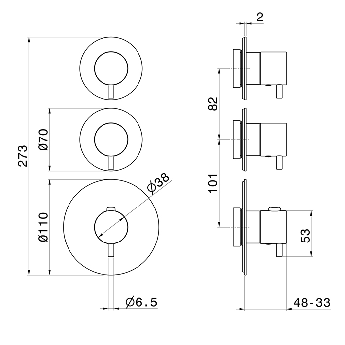 Смеситель для душа с термостатом Newform X-Steel 316 69859EX.50.050 2 потока внешняя часть ФОТО