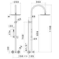 Душевая стойка с верхним и ручным душем Newform Blink 70852.21.018 хром схема 2