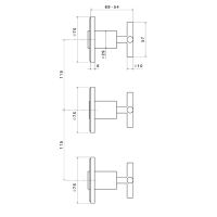 Смеситель для душа Newform Blink 70872E встраиваемый 2 потока внешняя часть схема 3