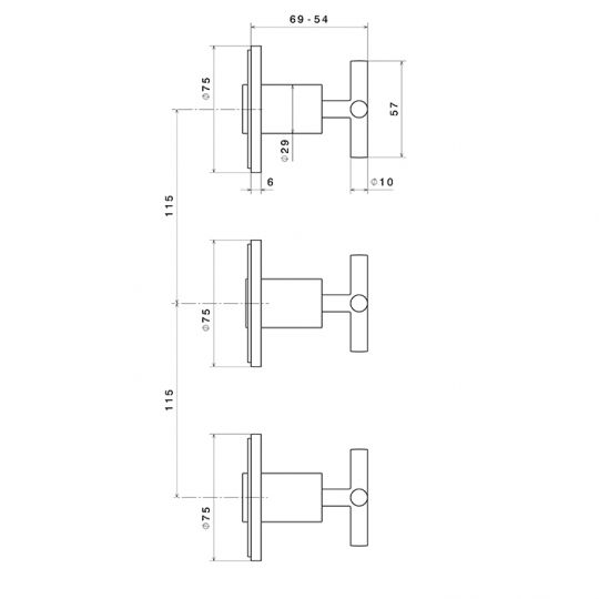 Смеситель для душа Newform Blink 70872E встраиваемый 2 потока внешняя часть схема 3