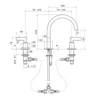 Смеситель для раковины Newform Blink Chic 71000.59.098 3 отверстия схема 2