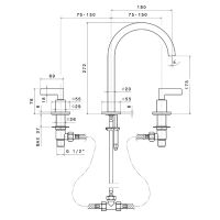 Смеситель для раковины Newform Blink Chic Luxury 71101.58.063 средний схема 2