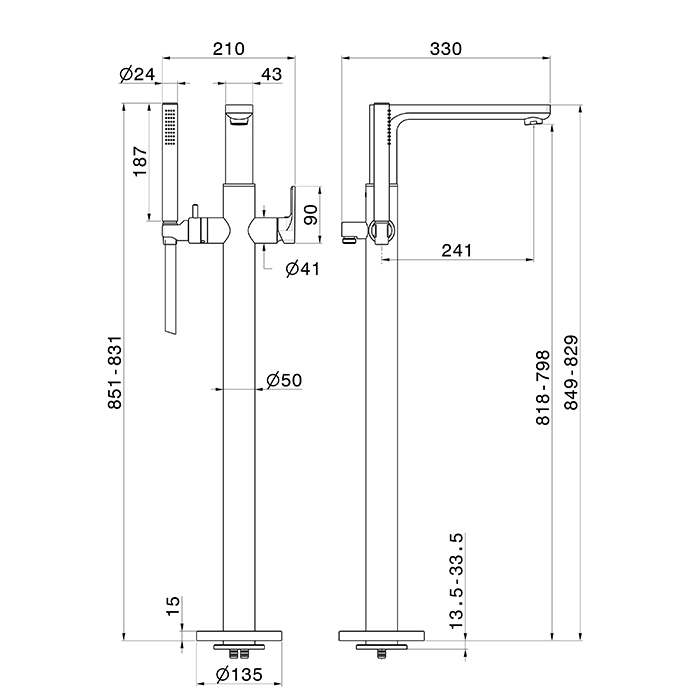 Смеситель для ванны напольный Newform B-Easy 72684E внешняя часть ФОТО