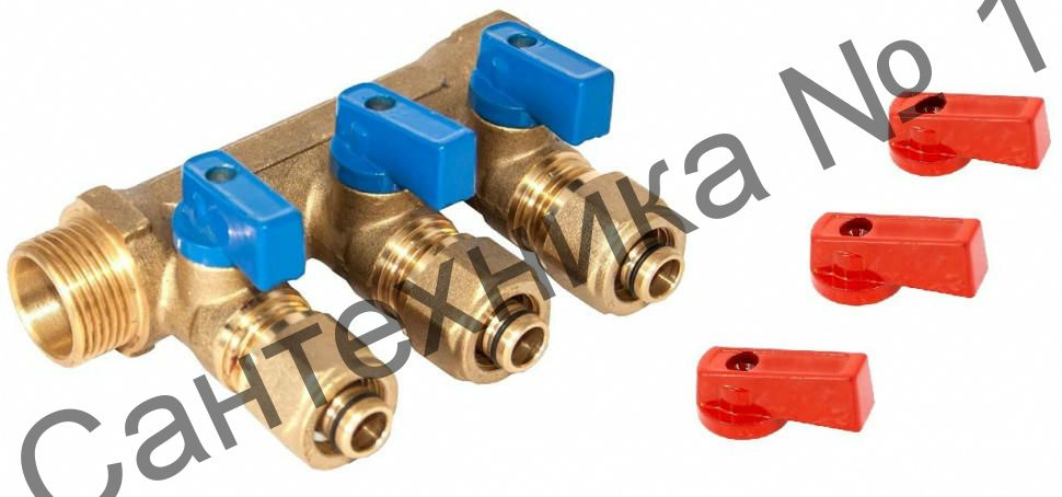 Коллектор с кранами 3 выхода 1"-16ц IS
