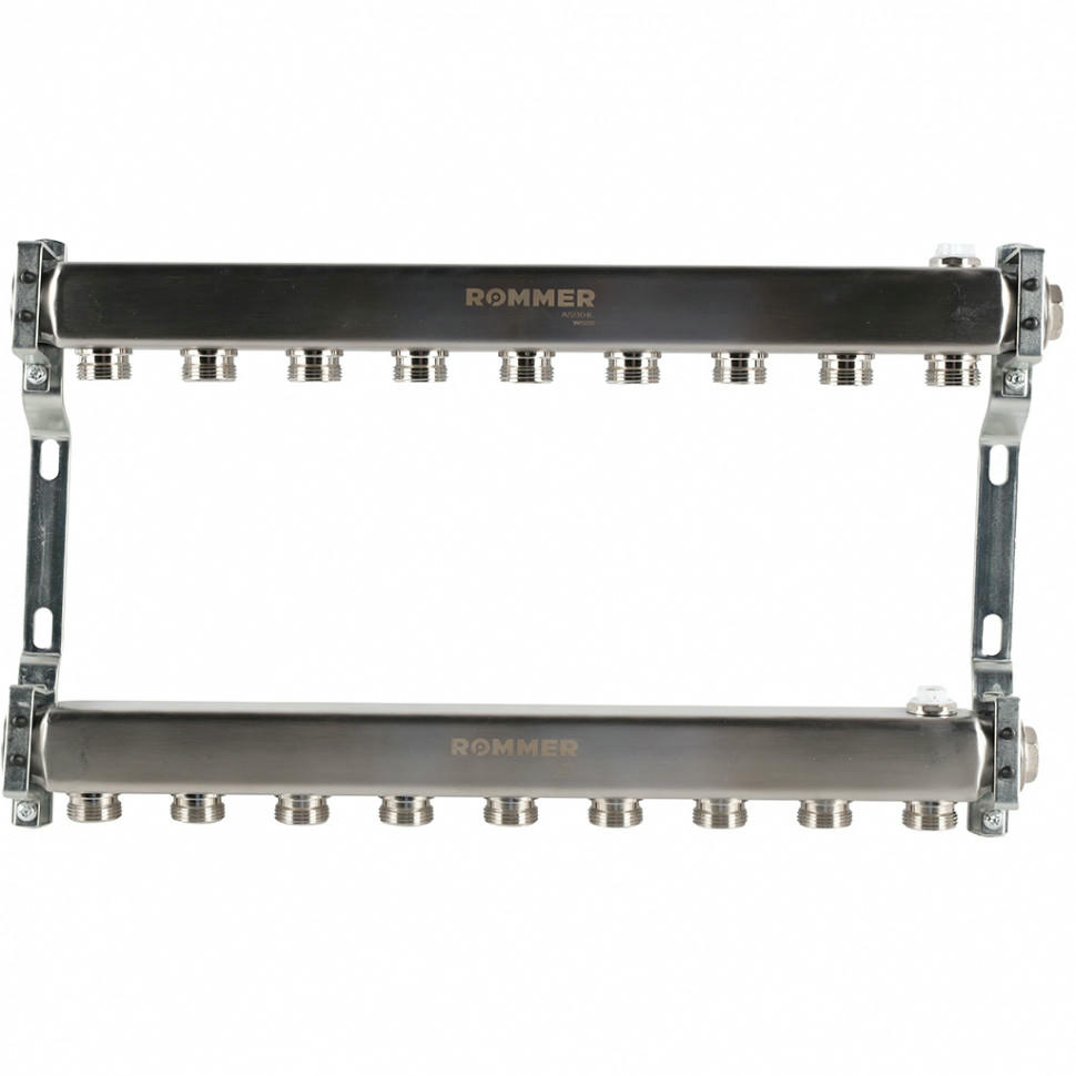 Коллектор из нержавеющей стали для радиаторной разводки 9 выходов ROMMER