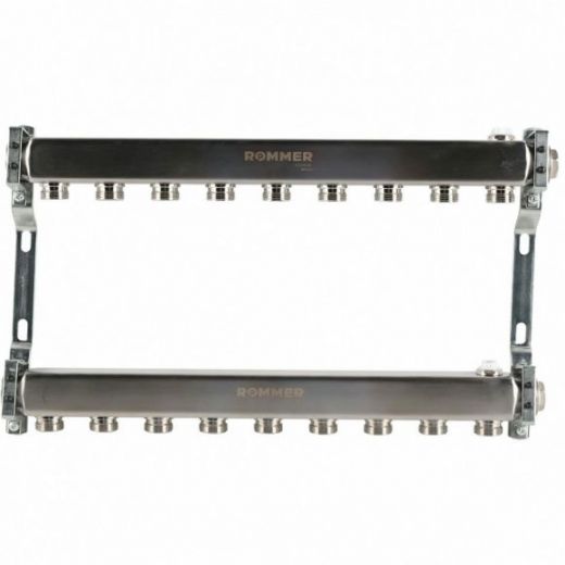 Коллектор из нержавеющей стали для радиаторной разводки 9 выходов ROMMER