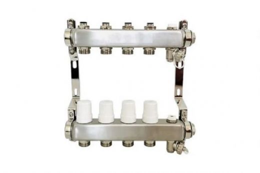 Коллекторная группа из нержавеющей стали 1"x3/4 EK 7 выходов (кран маевского и сливной кран) Victoria