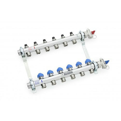 Коллектор распределительный HKV на 10 контуров, нержавеющая сталь REHAU