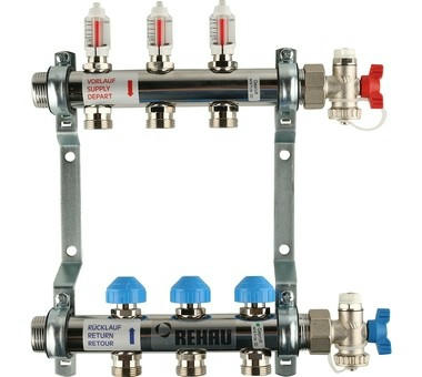Коллектор распределительный HKV-D на 3 контура, нержавеющая сталь REHAU
