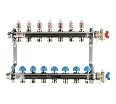 Коллектор распределительный HKV-D на 7 контуров, нержавеющая сталь REHAU