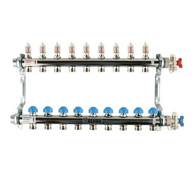 Коллектор распределительный HKV-D на 9 контуров, нержавеющая сталь REHAU