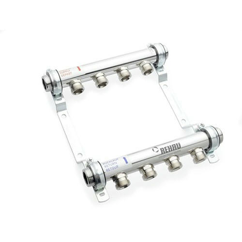 Коллектор распределительный HLV на 10 контуров, нержавеющая сталь REHAU