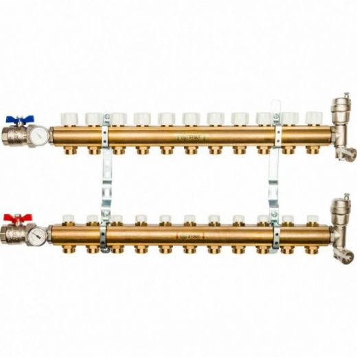 Коллекторная группа из латуни без расходомеров на 11 выходов STOUT