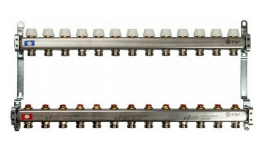 Коллекторная группа в сборе из нержавеющей стали без расходомеров на 13 выходов STOUT