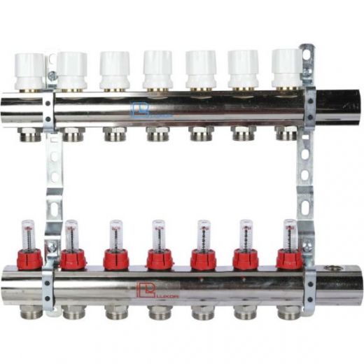 Коллекторная группа в сборе с расходомерами 1" на 7 выходов 3/4 ЕК Luxor CD 477