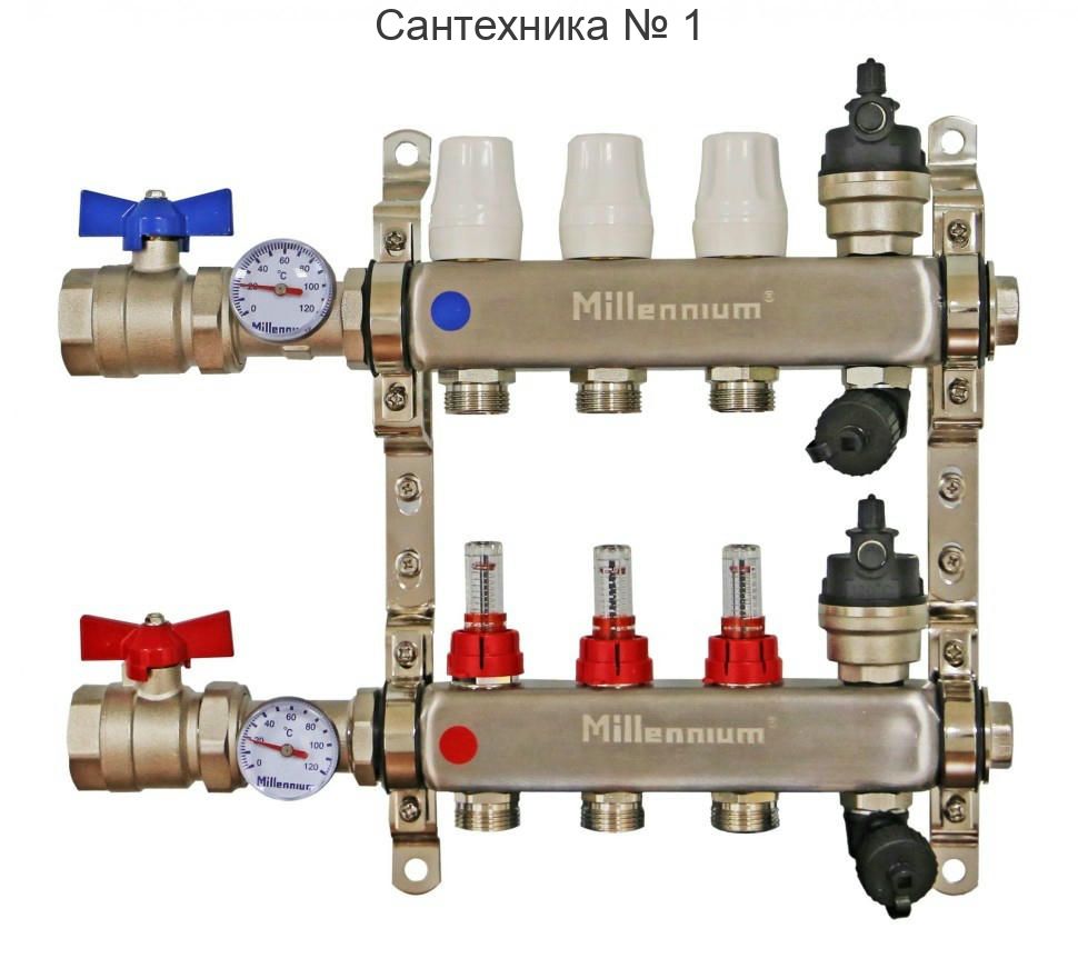 Коллекторная группа 1" 9 выходов с кранами и расходомерами Millennium