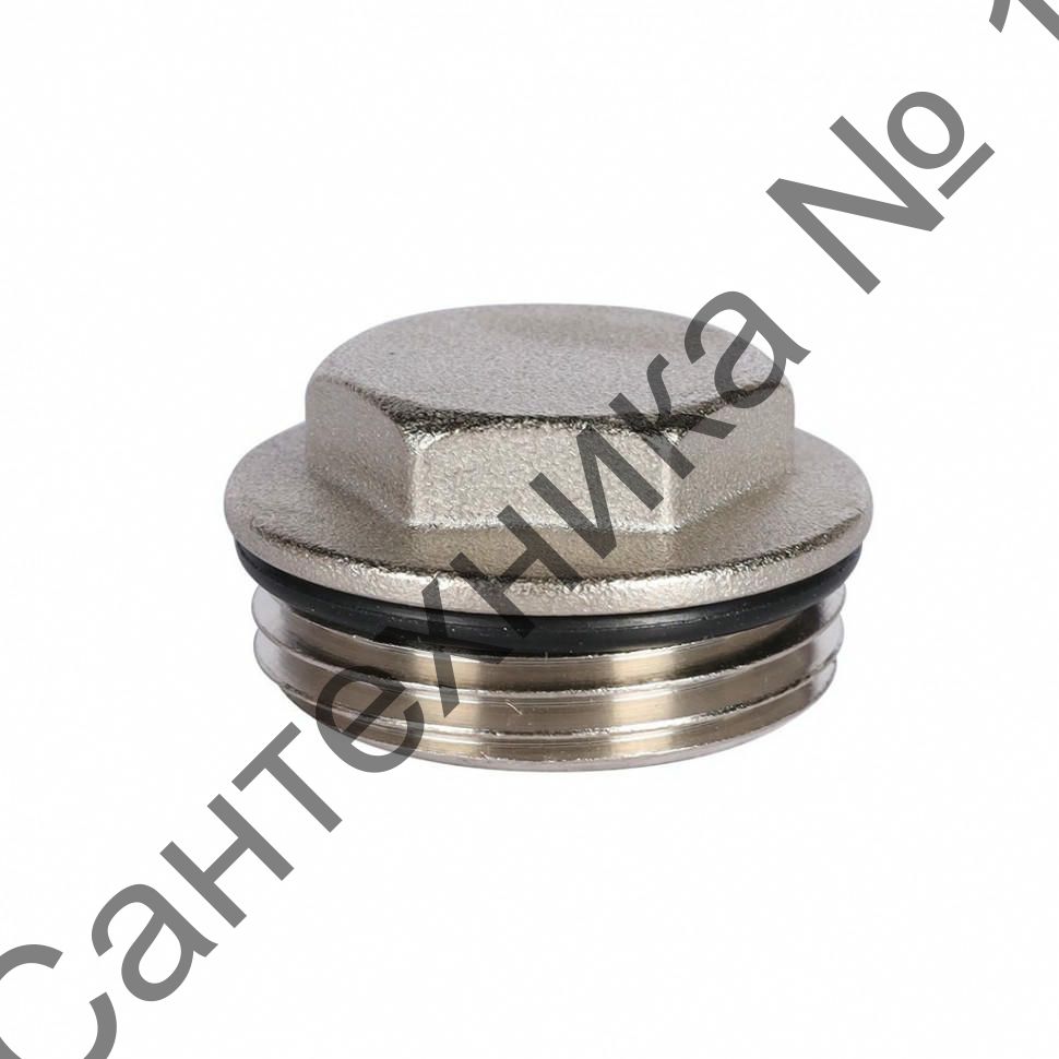 Заглушка концевая для коллектора 1" НР, никелированная с уплотнительным кольцом ROMMER