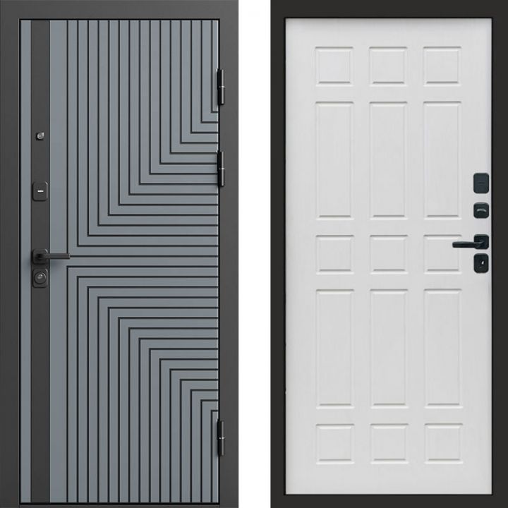 Входная дверь Termo-door Квантум Грей - Спарта Белое дерево