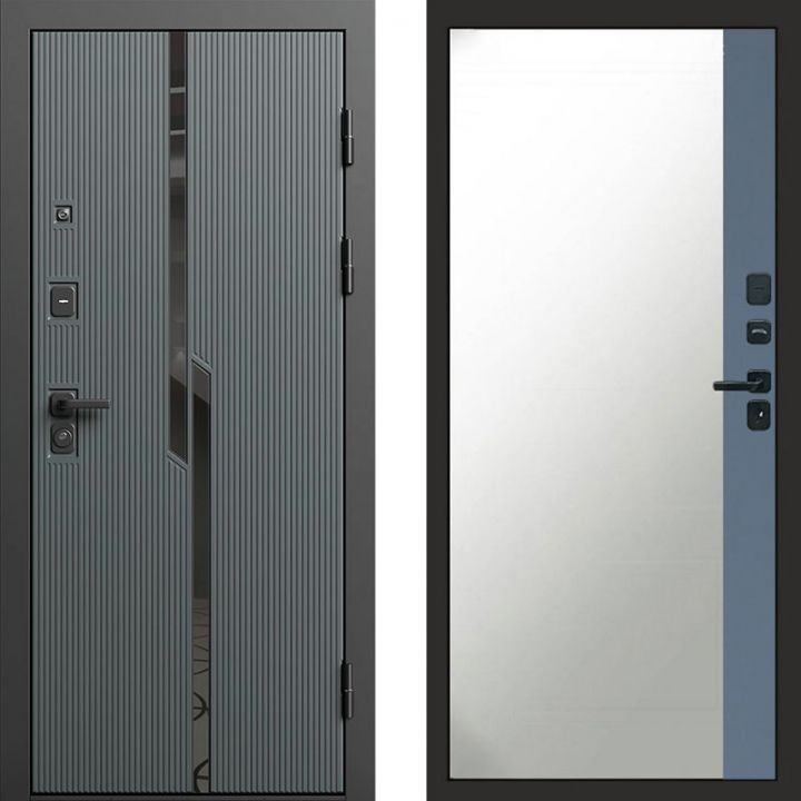Входная дверь Termo-door Прайм Графит - Широкое Зеркало Фацет Грей софт
