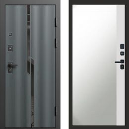 Входная дверь Termo-door Прайм Графит - Широкое Зеркало Фацет Белый софт
