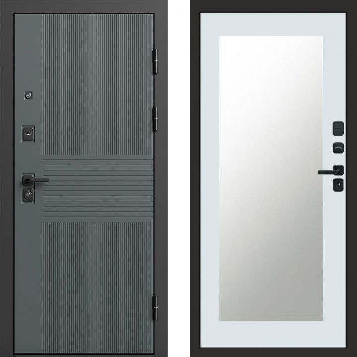 Входная дверь Termo-door Селект Графит - Зеркало триумф Белый софт