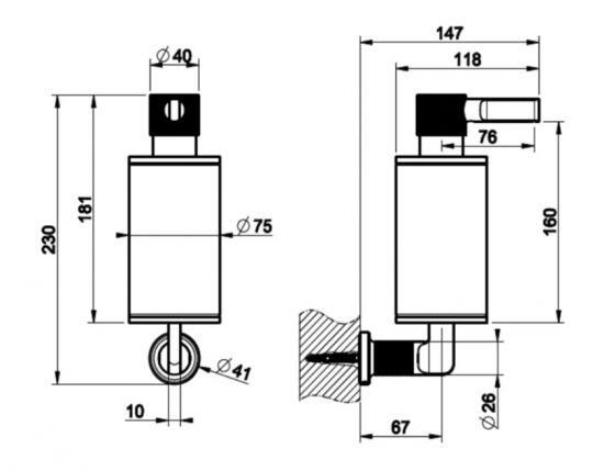 Gessi Inciso Диспенсер для жидкого мыла 58514 схема 2 Gessi Inciso Диспенсер для жидкого мыла 58514 схема 2