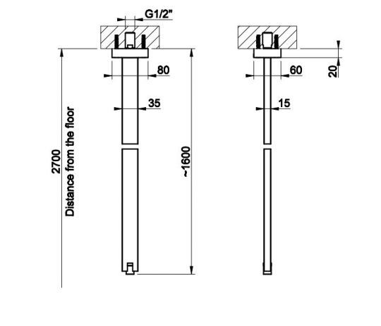 Излив потолочный Gessi Rettangolo 20099 схема 2