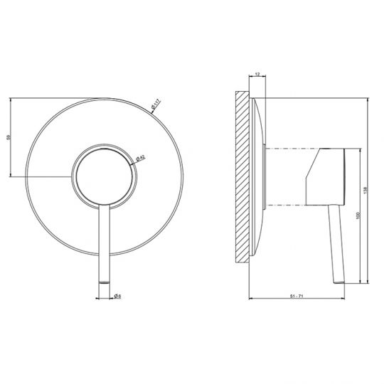 Смеситель скрытого монтажа в душевую Gessi Emporio Via tortona на 1 позицию 18761 схема 2
