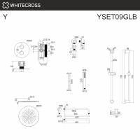 Термостатическая душевая система скрытого монтажа WHITECROSS Y YSET09GLB золото браш схема 3