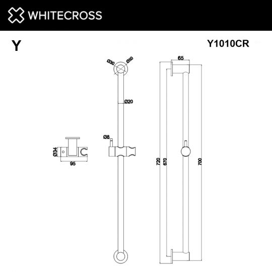 Штанга для душа WHITECROSS Y1010CR (хром) ФОТО