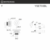 Душевая система с изливом скрытого монтажа WHITECROSS Y YSET03BL черный матовый схема 3