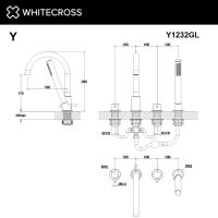 Смеситель для ванны на 4 отверстия WHITECROSS Y Y1232GL золото схема 3