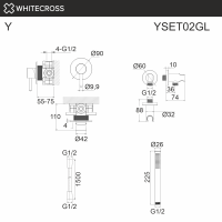 Душевая система скрытого монтажа WHITECROSS Y YSET02GL золото схема 3