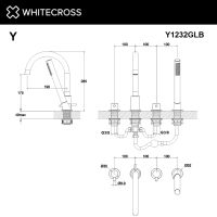 Смеситель на борт ванны на 4 отверстия WHITECROSS Y Y1232GLB золото схема 3