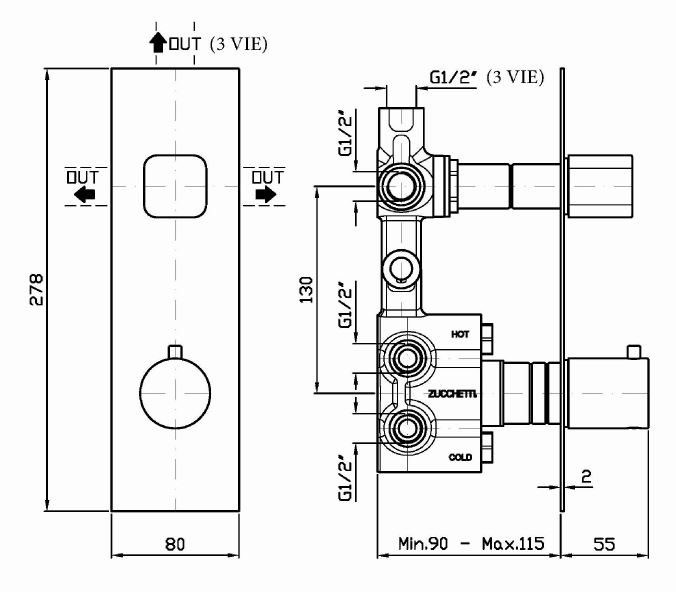 Смеситель Zucchetti Jingle для душа ZIN646
