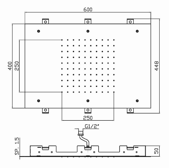 Тропический душ Zucchetti 60х40 см Z94217