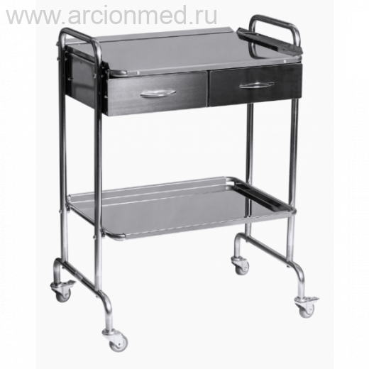 Столик манипуляционный СМс-8 «Медик» для стоматолога из нержавейки, 2 ящика