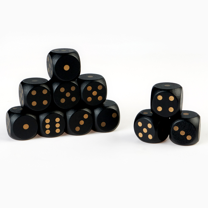 Кубики игральные, 3?3 см, набор 30 шт., чёрные