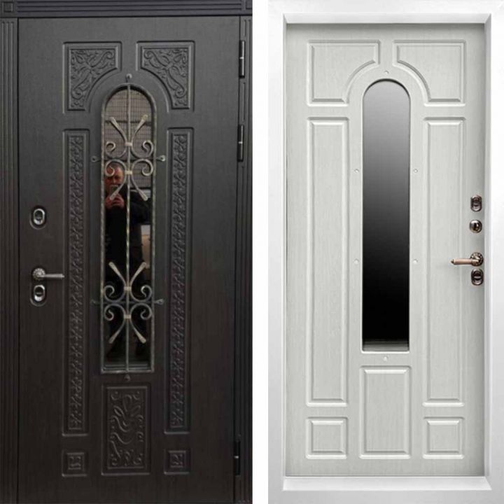 Входная дверь с терморазрывом и стеклопакетом Termo-door Лацио Белая Винорит Венге - Лиственница