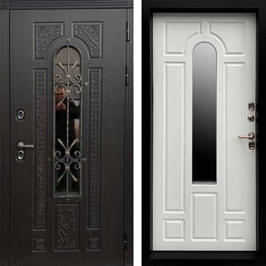 Входная дверь с терморазрывом и стеклопакетом Termo-door Лацио Винорит Венге - Белый софт