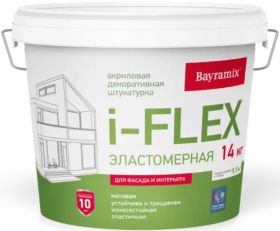 Декоративная Штукатурка Bayramix I-Flex 14кг 063, Колеруемая, Эластичная для Фасадов и Интерьеров Фракция 0,7-1,2 мм.