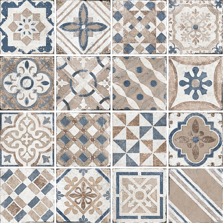 20x20 Marrakesh Mavi Mix Dekor | EGE SERAMIK