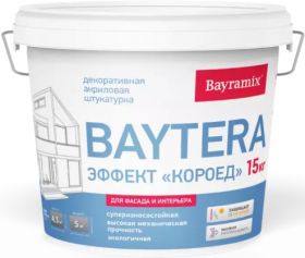 Декоративная Штукатурка Короед Bayramix Baytera 15кг Белая для Внутренних и Наружных Работ / Байрамикс Байтера.