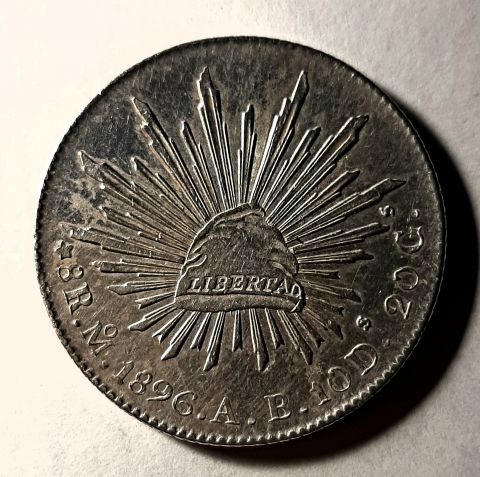 8 реалов 1896 Мексика UNC Штемпельный блеск