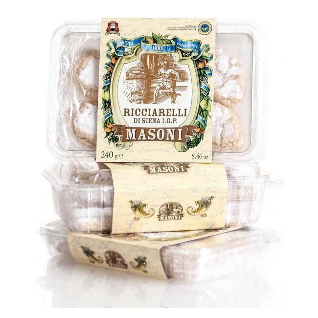 Печенье Риччарелли Сиена IGP Masoni, 180 г; Ricciarelli di Siena IGP alla mandorla 180 g
