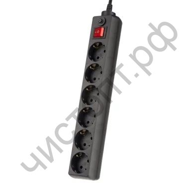 Удлинитель Perfeo "POWER+" сетевой фильтр  3,0м, 6 розеток, черный (PF-PP-6/3,0-B)