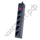Удлинитель Perfeo "POWER+" сетевой фильтр 5,0м, 5 розеток, черный (PF-PP-5/5,0-B)