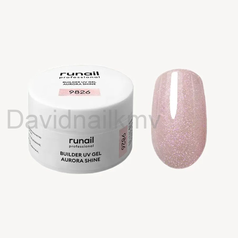 УФ-гель c шиммером builder uv-gel, aurora shine, 15г №9826