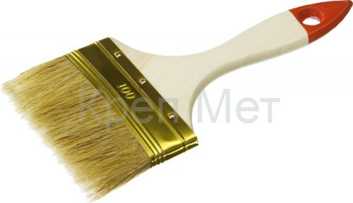 ЗУБР УНИВЕРСАЛ, 100 мм, 4″, светлая натуральная щетина, деревянная ручка, плоская кисть (01099-100)