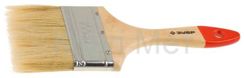 ЗУБР УНИВЕРСАЛ, 100 мм, 4″, светлая натуральная щетина, деревянная ручка, все виды ЛКМ, плоская кисть (4-01001-100)